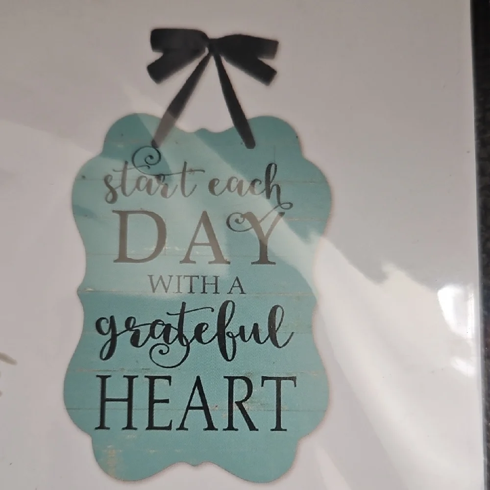 Designer Grateful Heart Wall Art - Teal and Gray